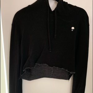 Black Cropped Hoodie